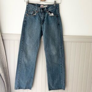550 Levi's Boys 12 Slim Classic Straight Blue Jeans 24” x 26” Cotton Adjustable